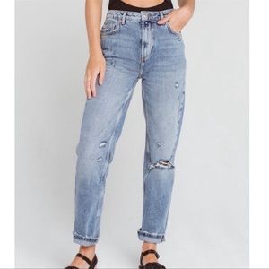 Free People, We the Free Dakota High Rise Straight Jeans, Distressed, Size 28